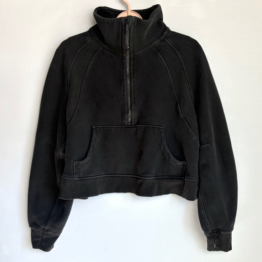 Lululemon Scuba Oversized Funnel Neck Half Zip Crop Sweatshirt Sz M/L Black READ